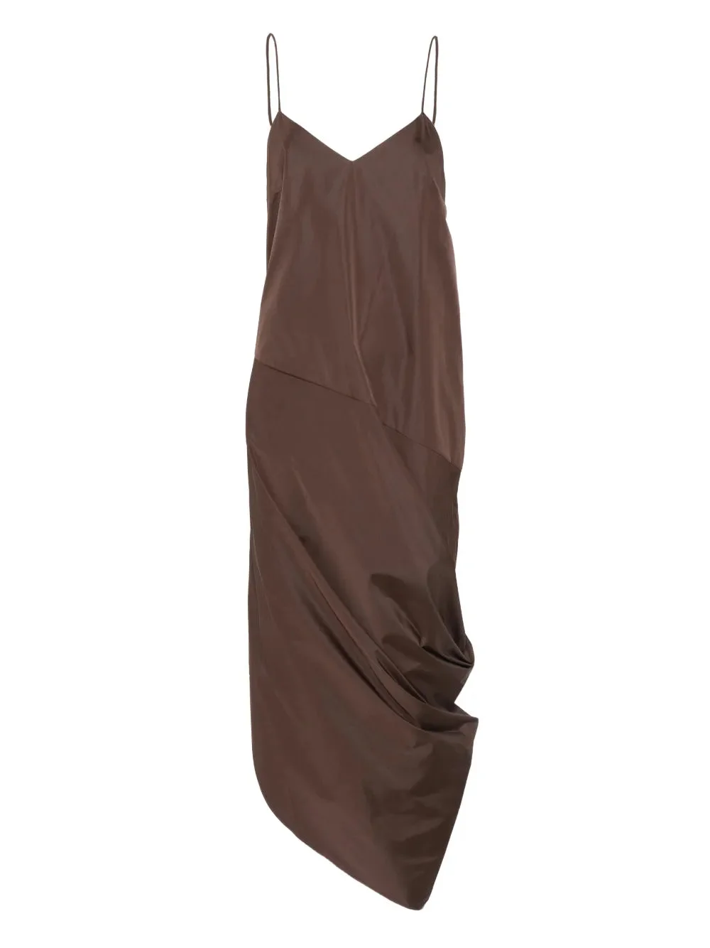 Paper Taffeta Drape Dress in Mocha - 1