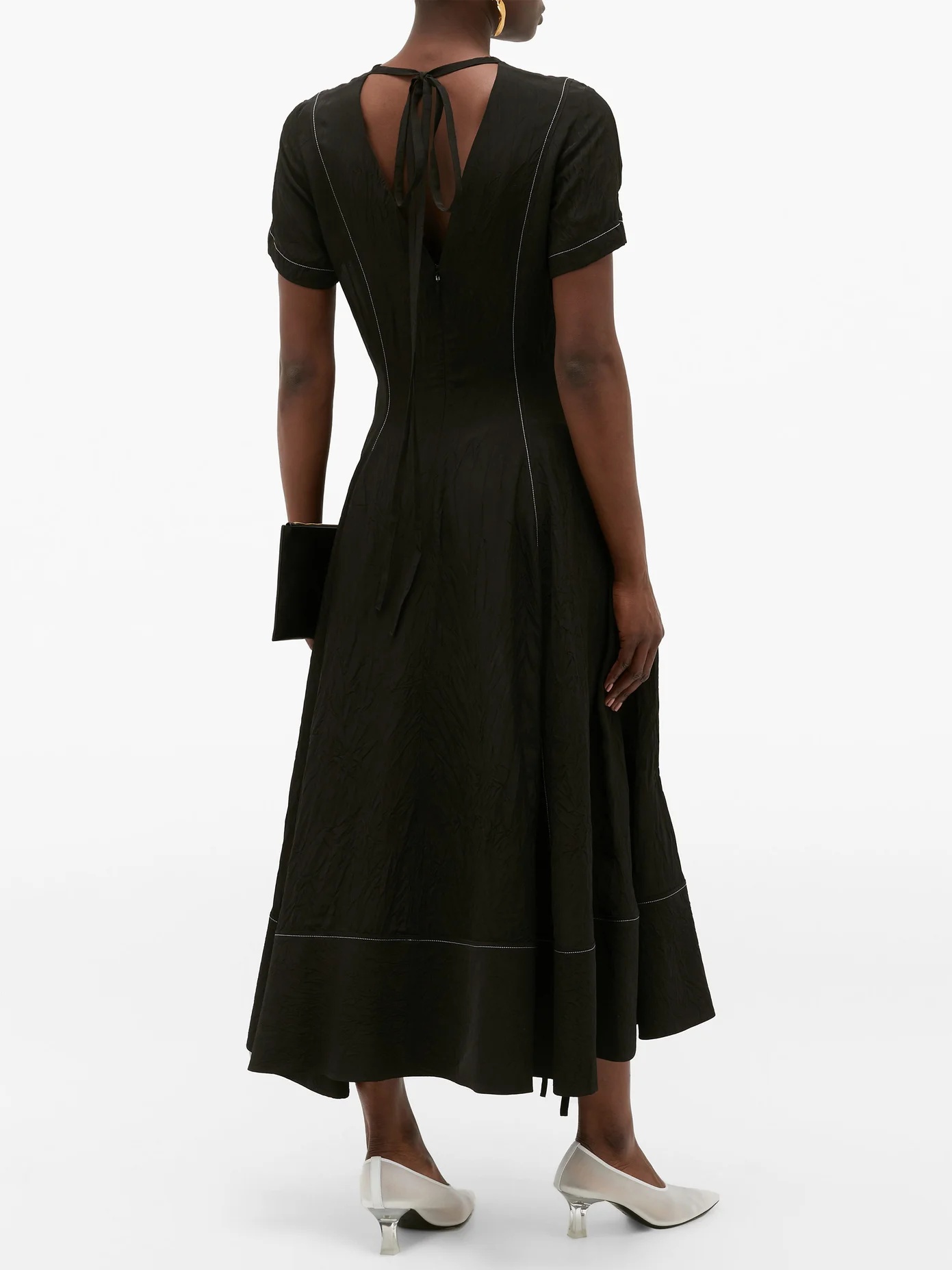 Contrast-seam crepe dress - 6