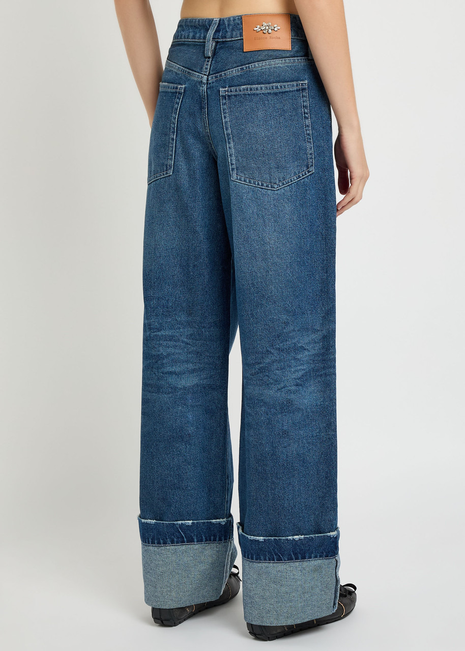 Simone Rocha Distressed Embellished Straight-leg Jeans - 3