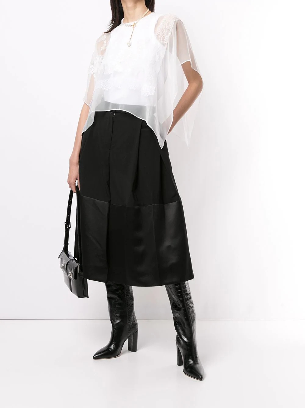 contrast-panel midi skirt - 2