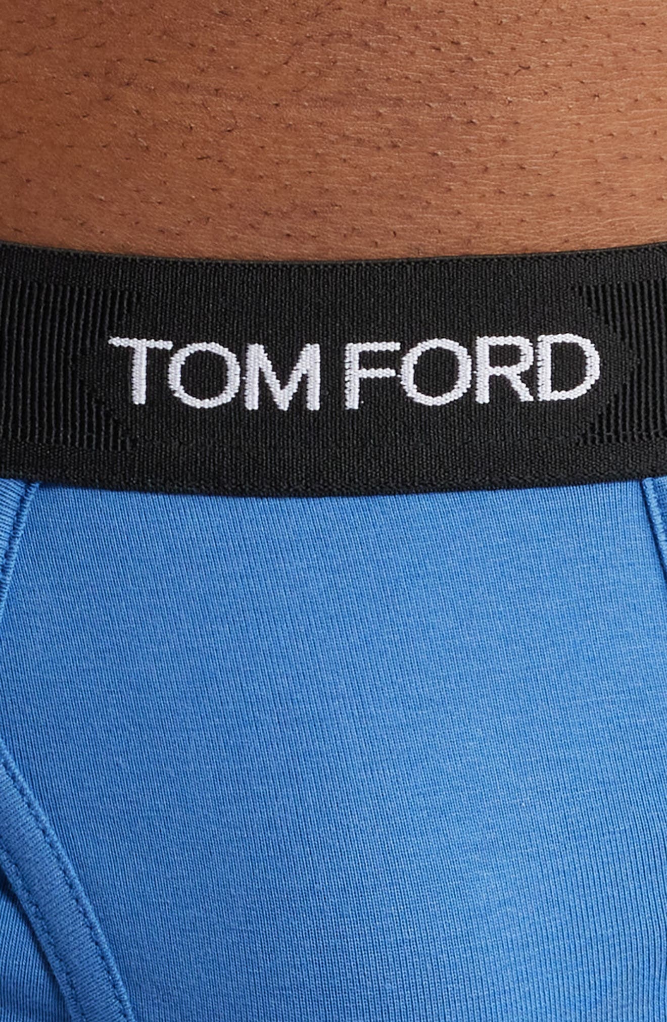 TOM FORD Cotton Stretch Jersey Briefs in Blue Navy Rigato at Nordstrom - 4