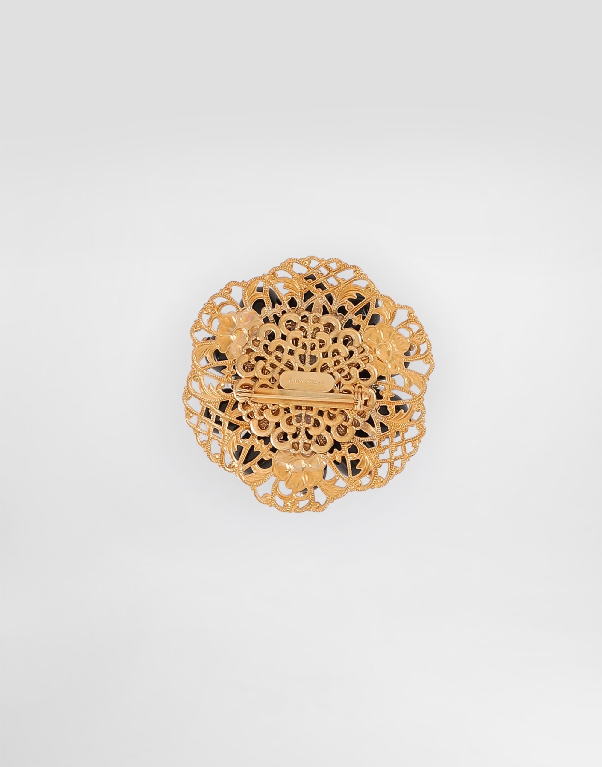 Metal brooch with rhinestones - 2