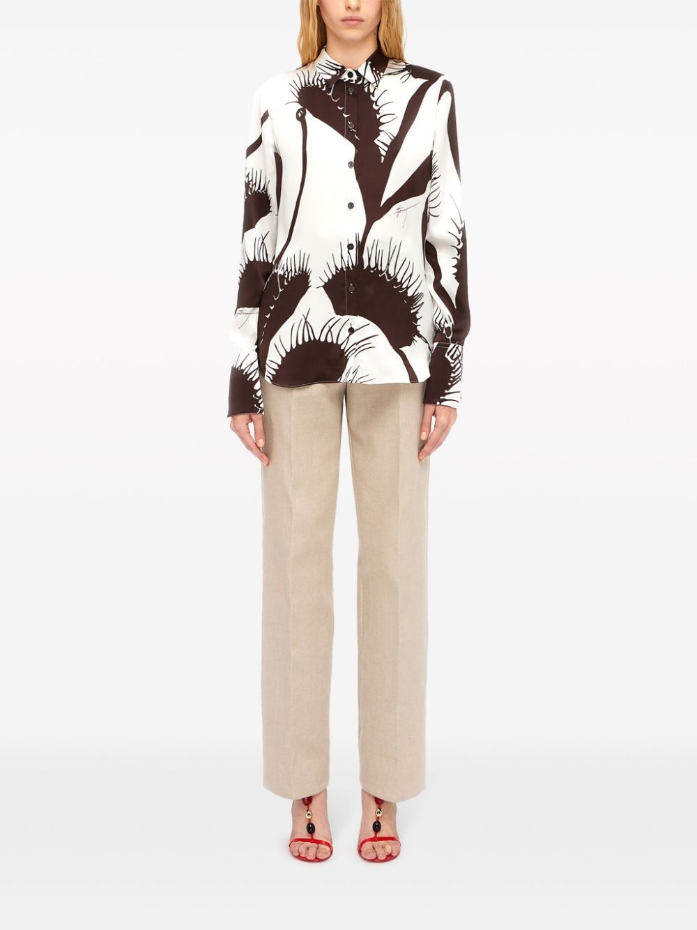 Venus-print silk shirt - 2