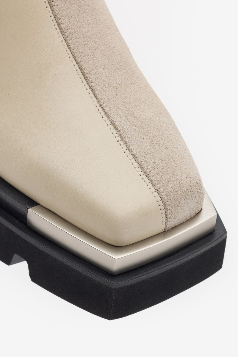 Metal Tip Combat Boots in Nude Suede 4