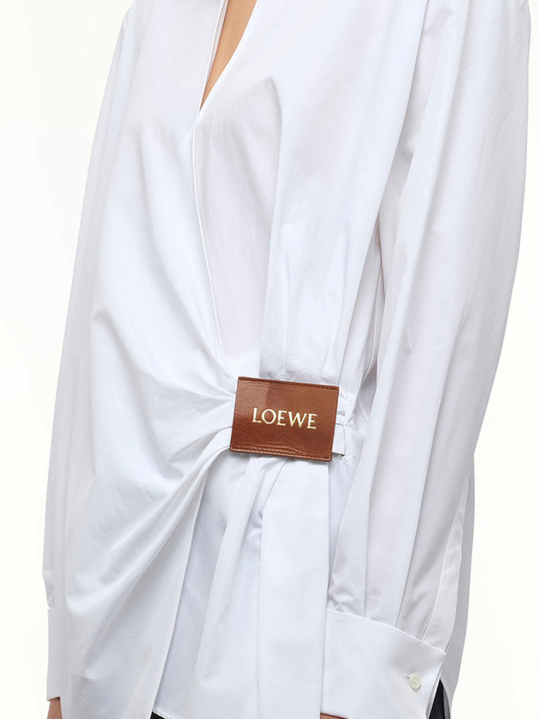 Draped Logo Shirt in White - 3