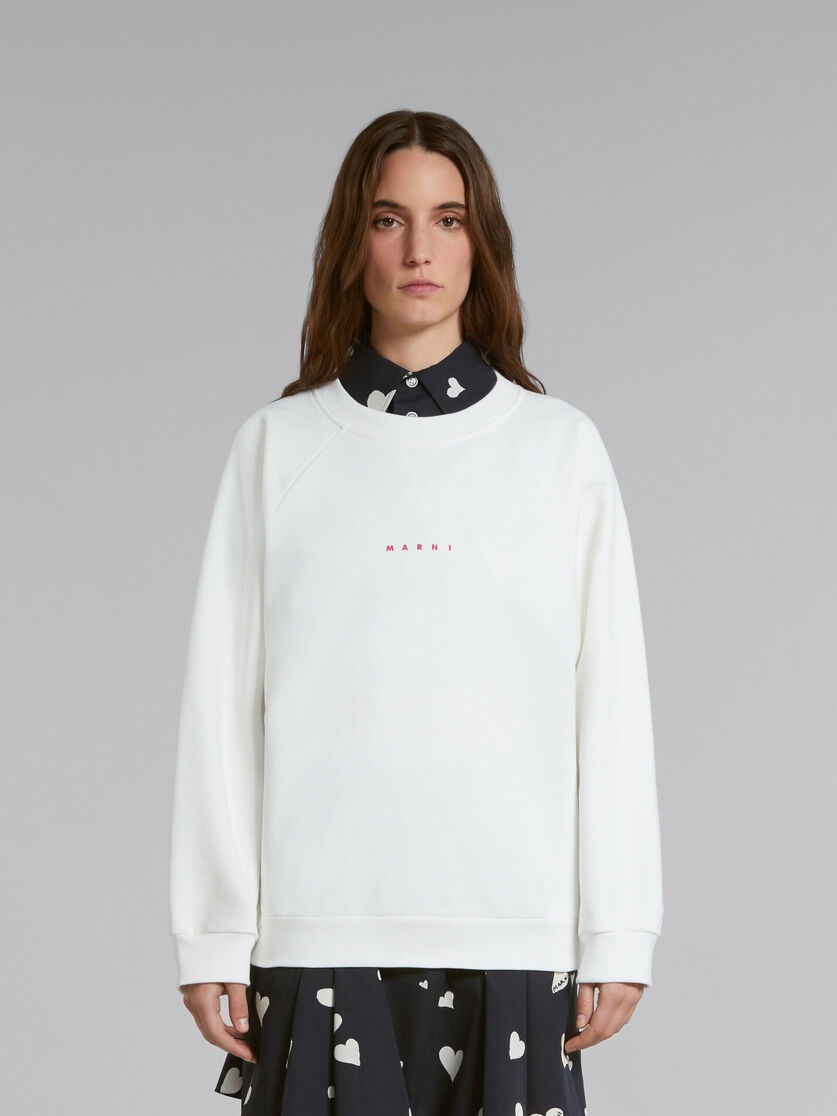 WHITE BIO COTTON SWEATSHIRT WITH MARNI LOGO - 2