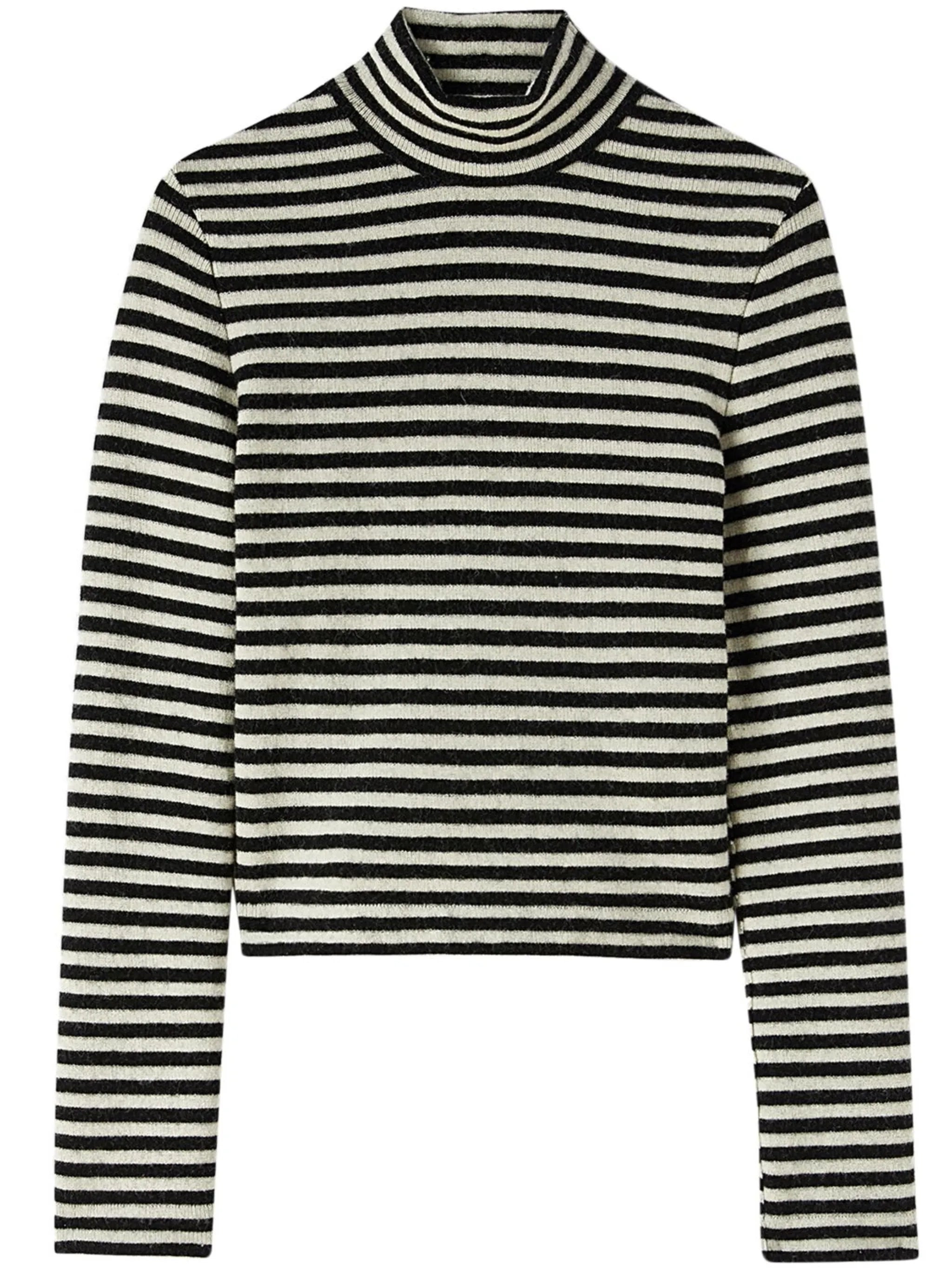 logo-patch striped wool sweater - 1