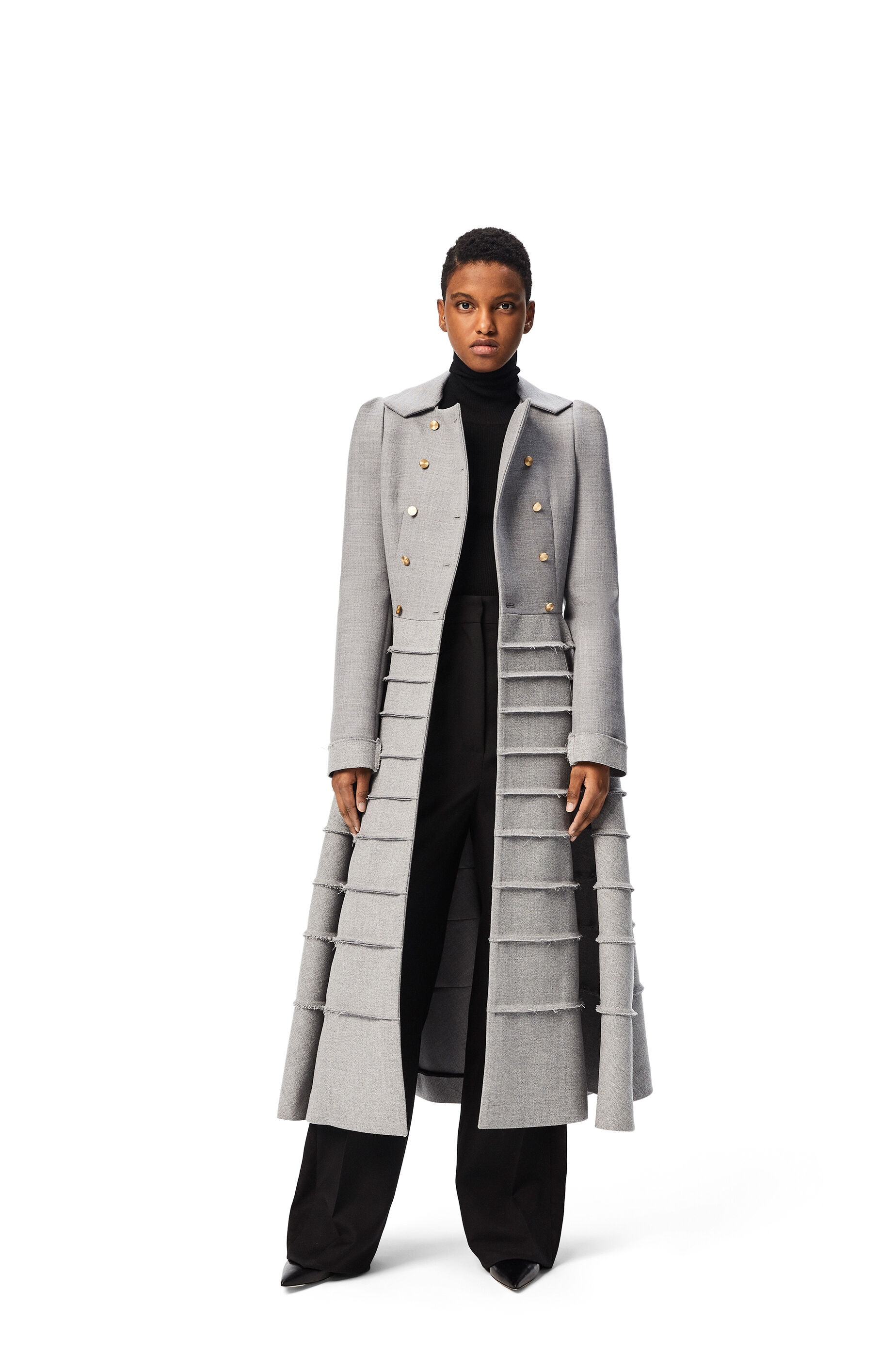 Raw edge coat in wool - 2
