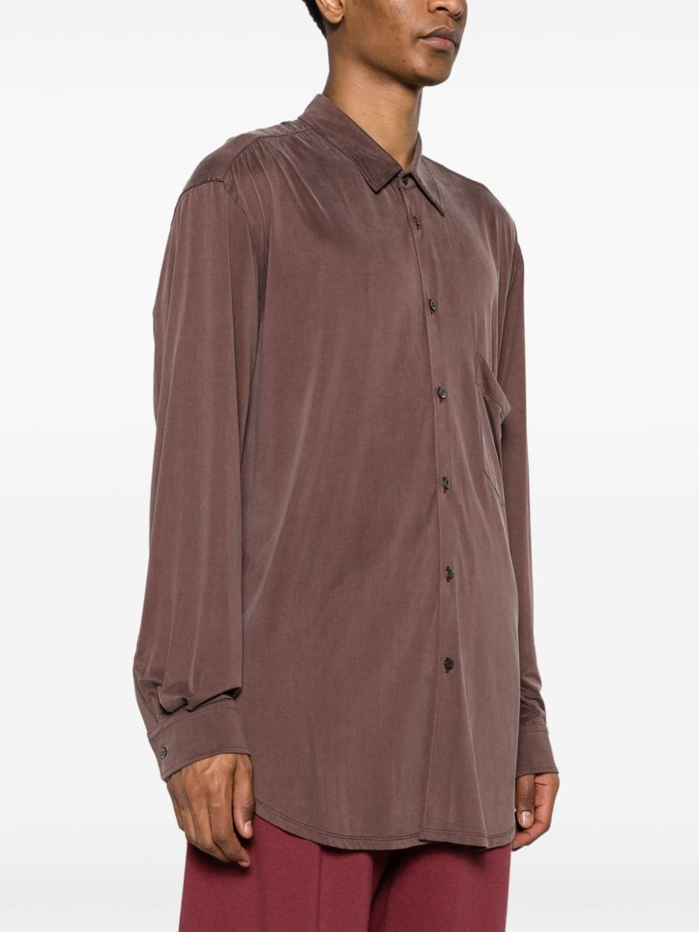 braided-strap detailed silk shirt - 3