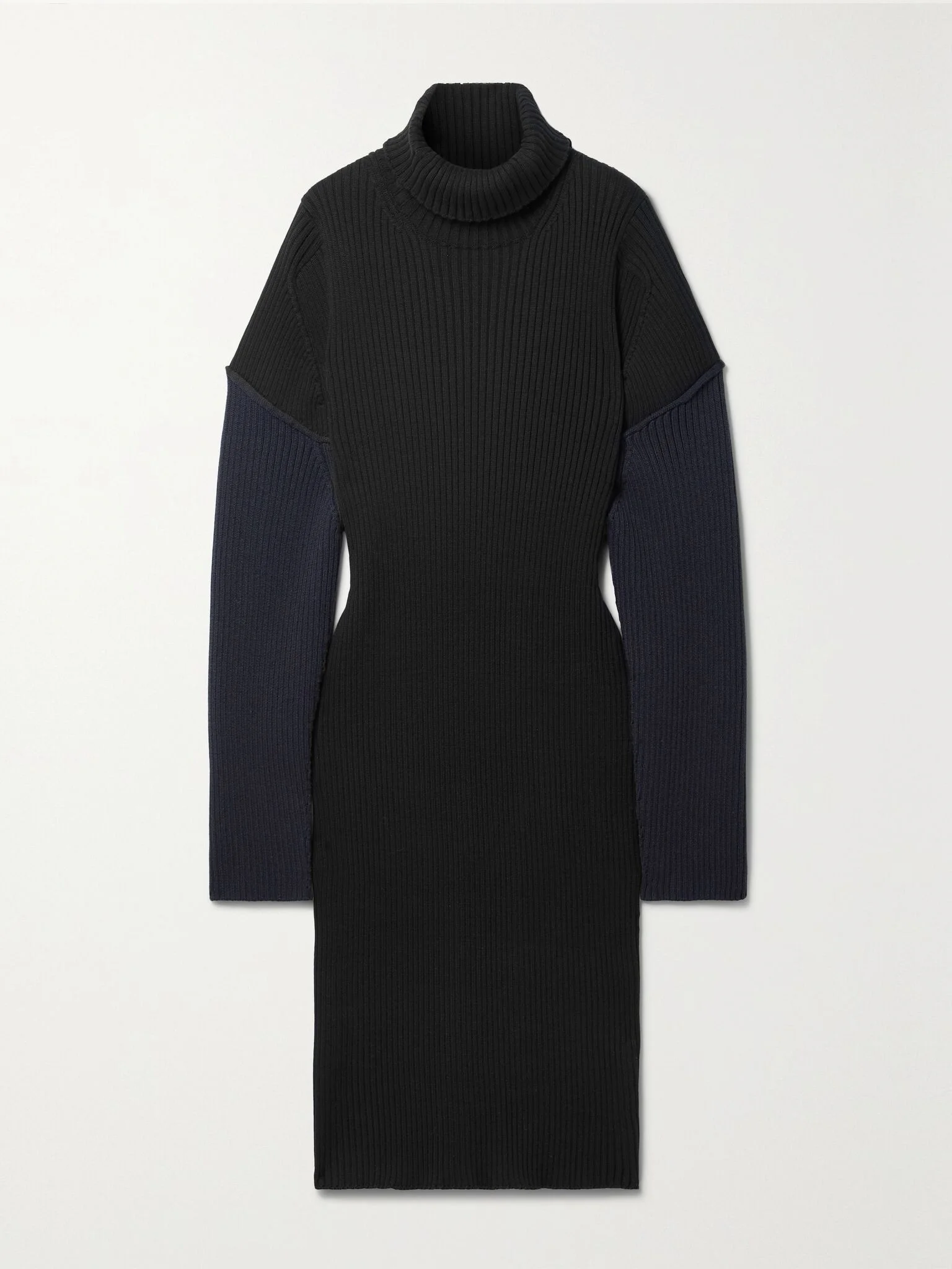 Deela ribbed cotton and cashmere-blend midi dress Black - 1