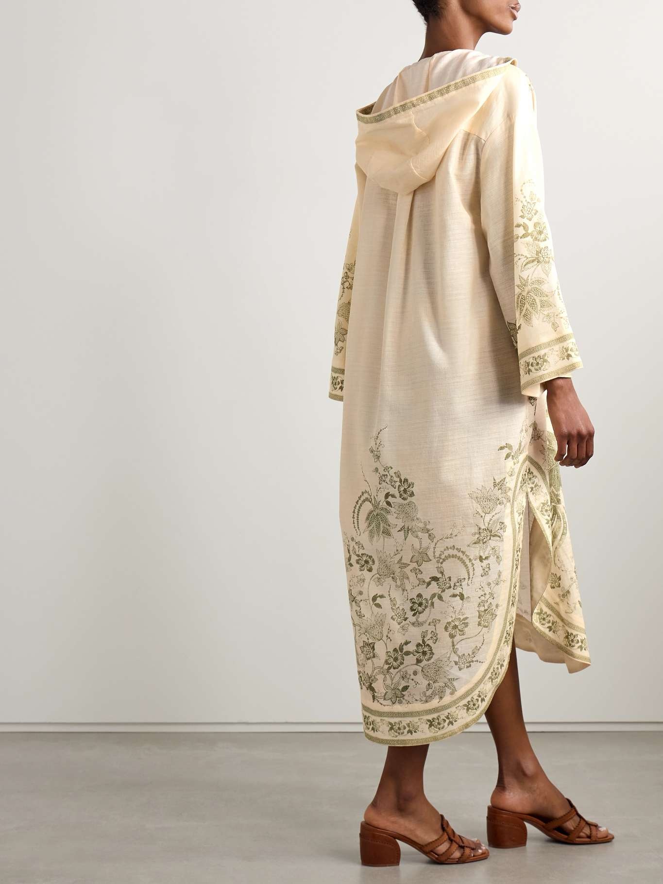 Ascension hooded printed cotton-voile midi dress Cream - 3