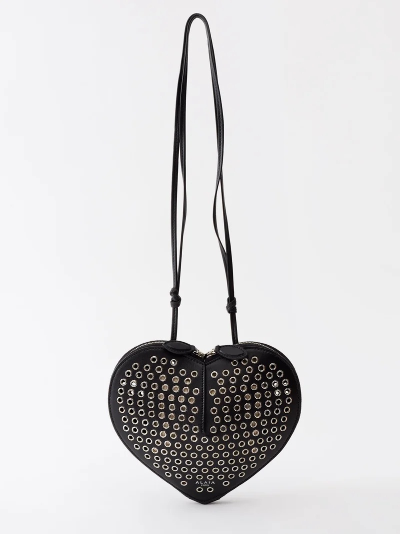 Alaïa Le Coeur eyelet-embellished leather cross-body bag
