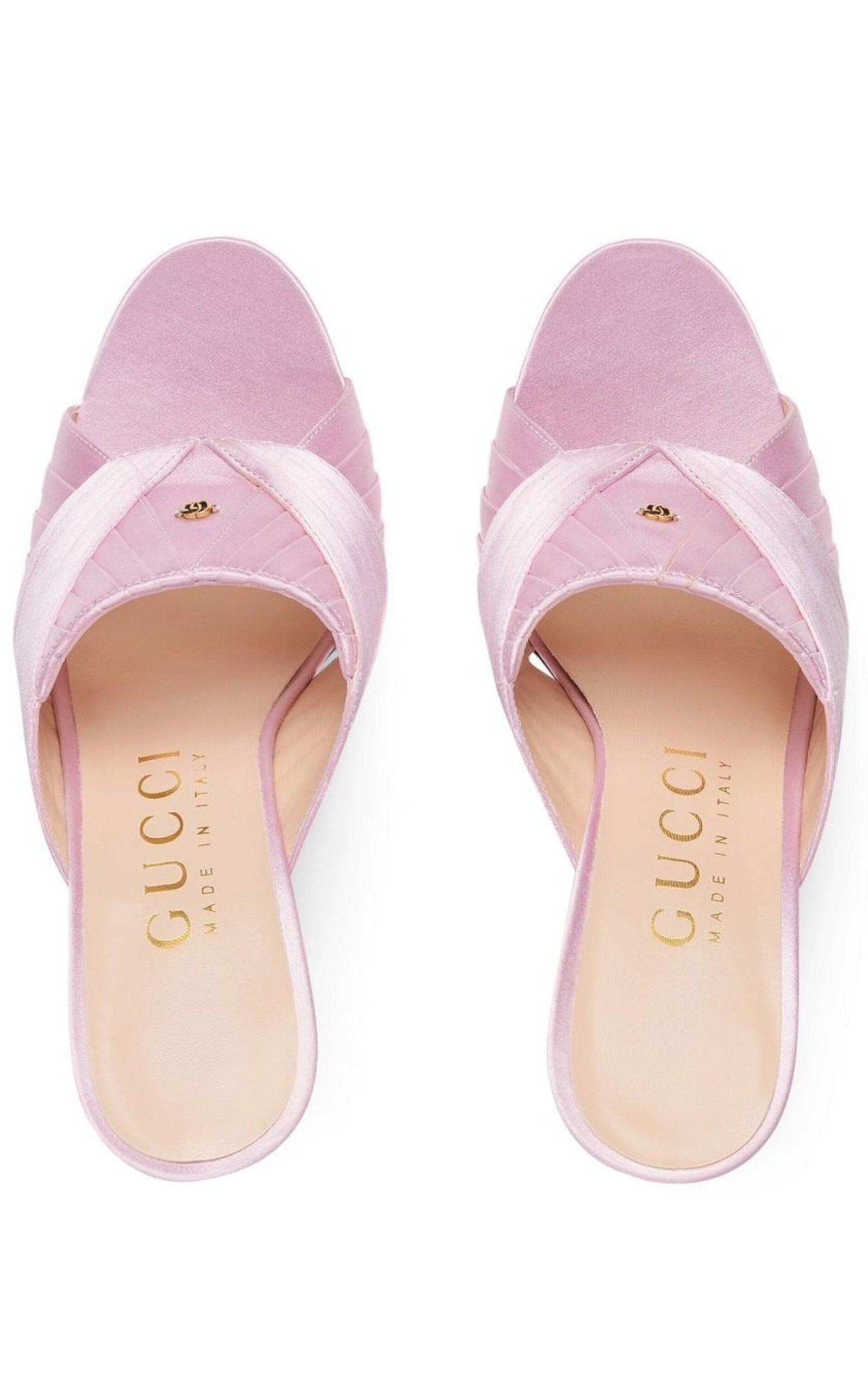 Rose Satin Double G 95mm Sandals - 3