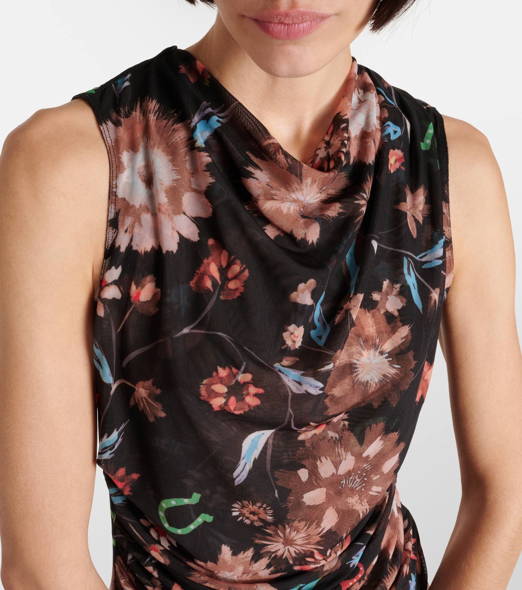 Sheer Flowers floral draped top - 4