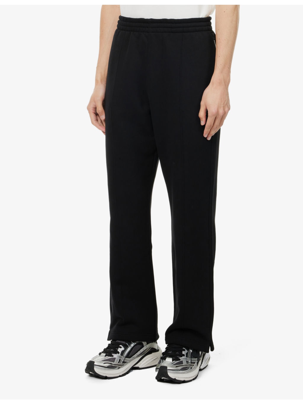 Initial two-slip-pockets straight-leg relaxed-fit cotton-jersey jogging bottoms - 3