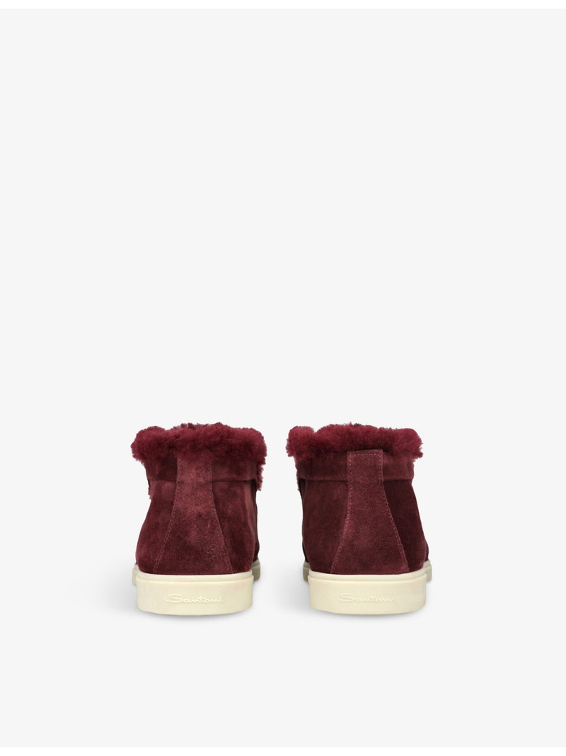 Santoni Fortune embossed-branded suede ankle boots outlook