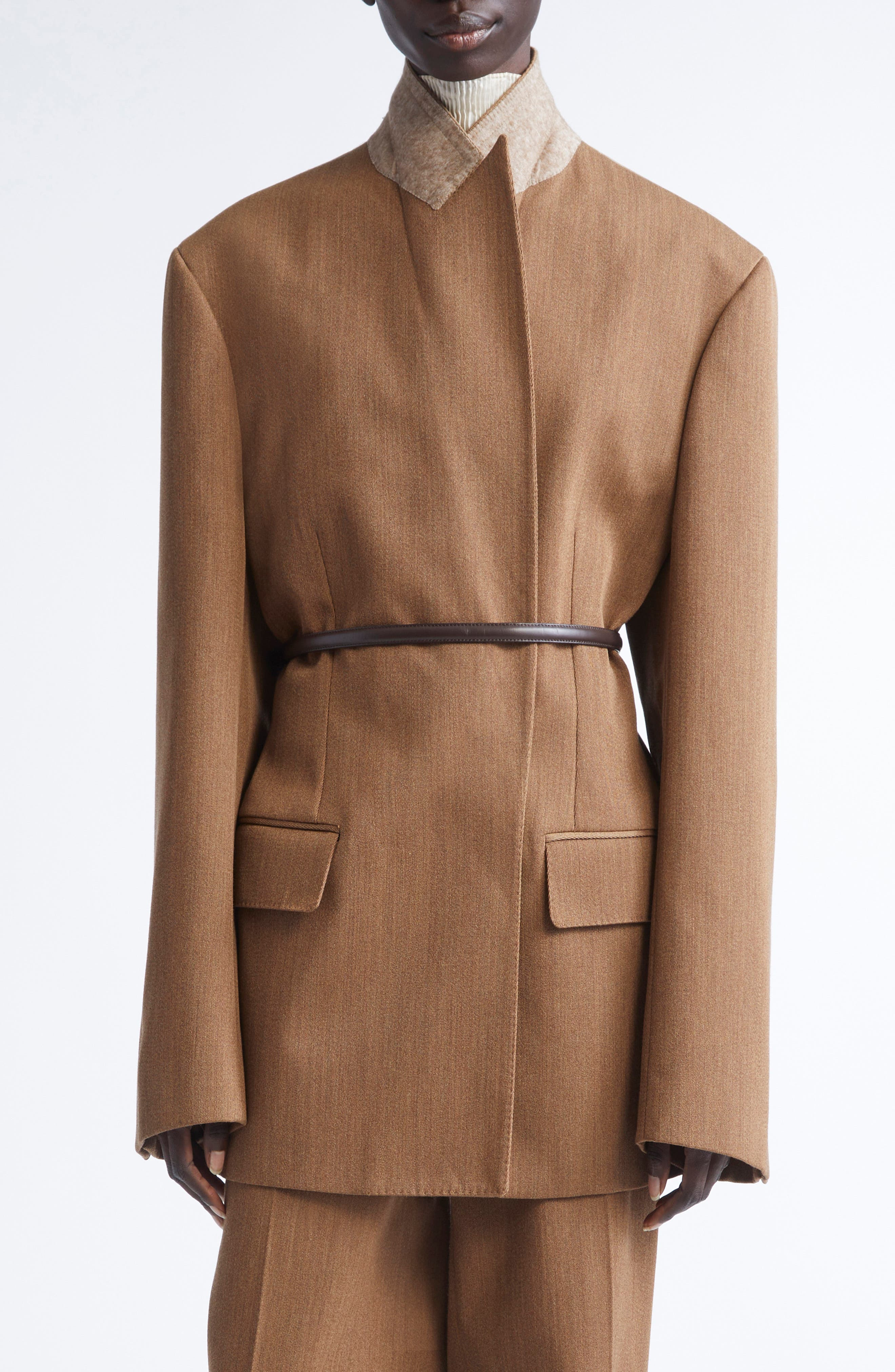 FFORME Malina Tailored Wool Blazer in Camel Melange at Nordstrom - 3