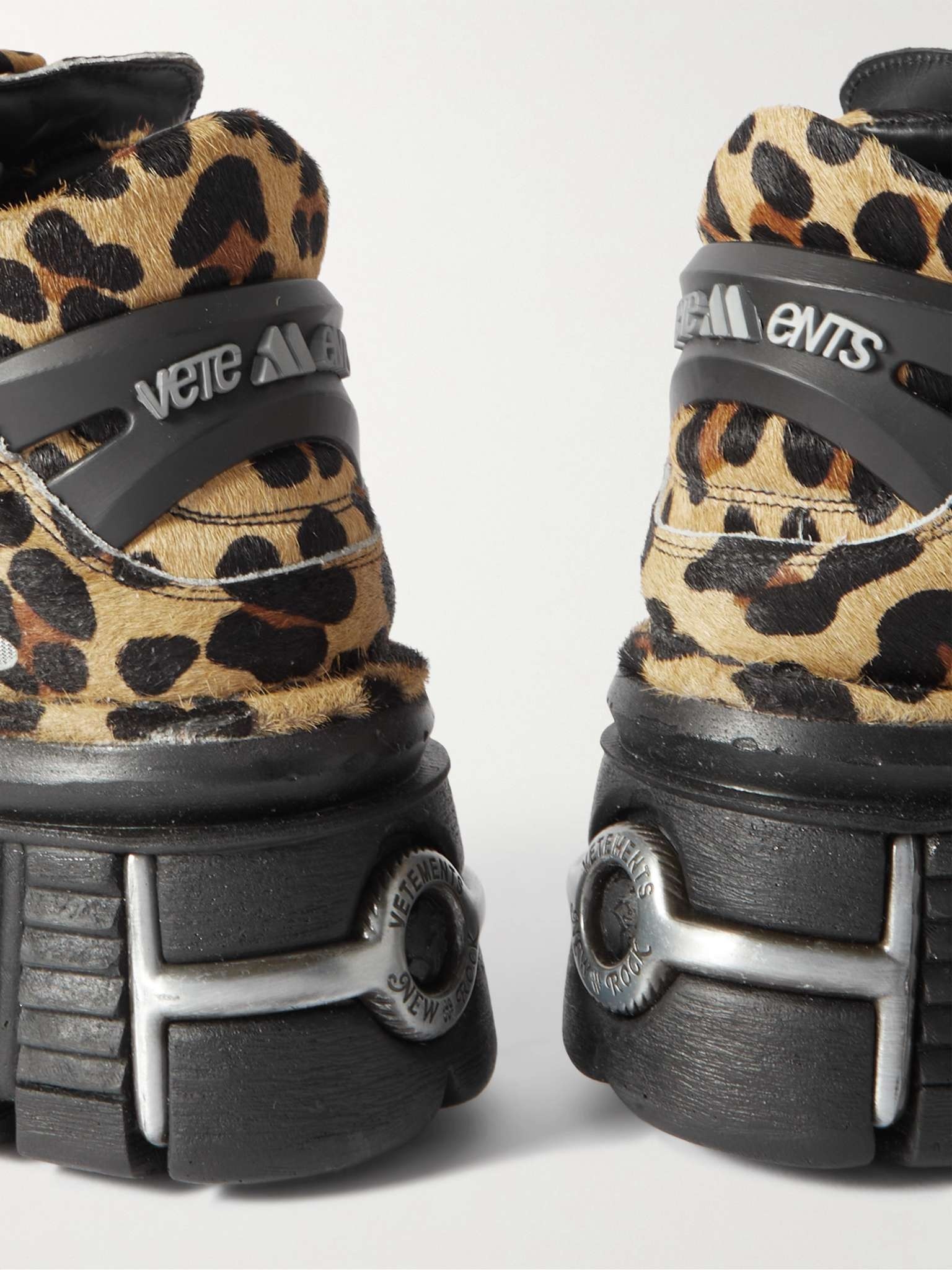 VETEMENTS + New Rock Embellished Leopard-Print Pony Hair Platform Sneakers