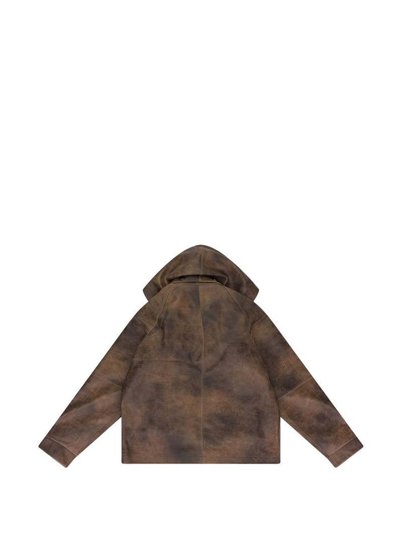 WHO DECIDES WAR hooded pocket leather jacket outlook