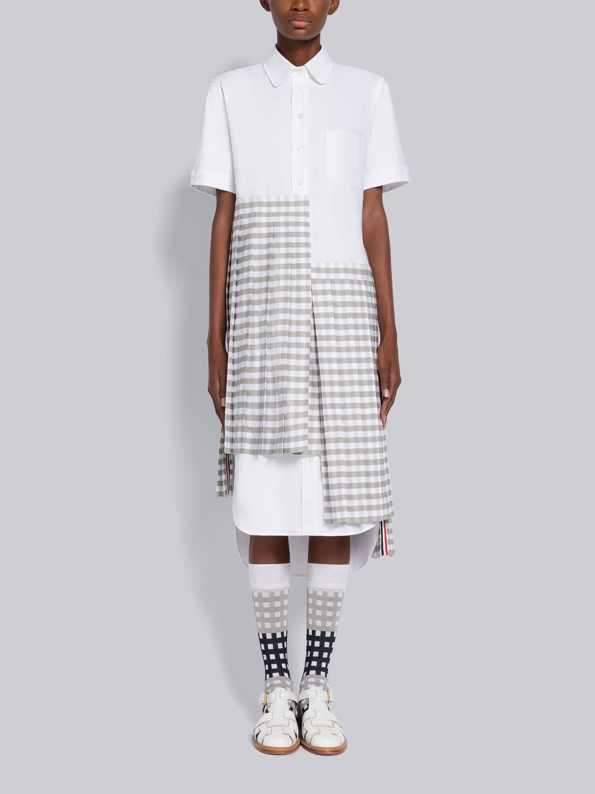 Gingham Oxford 2-in-1 Pleated Dress - 1