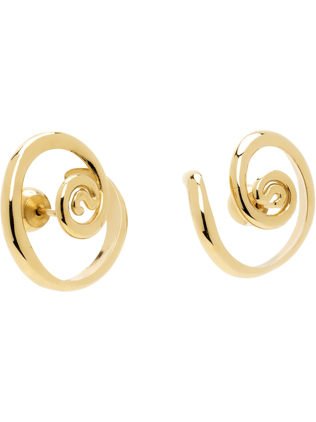 Gold Vortice Huggie Earrings - 2