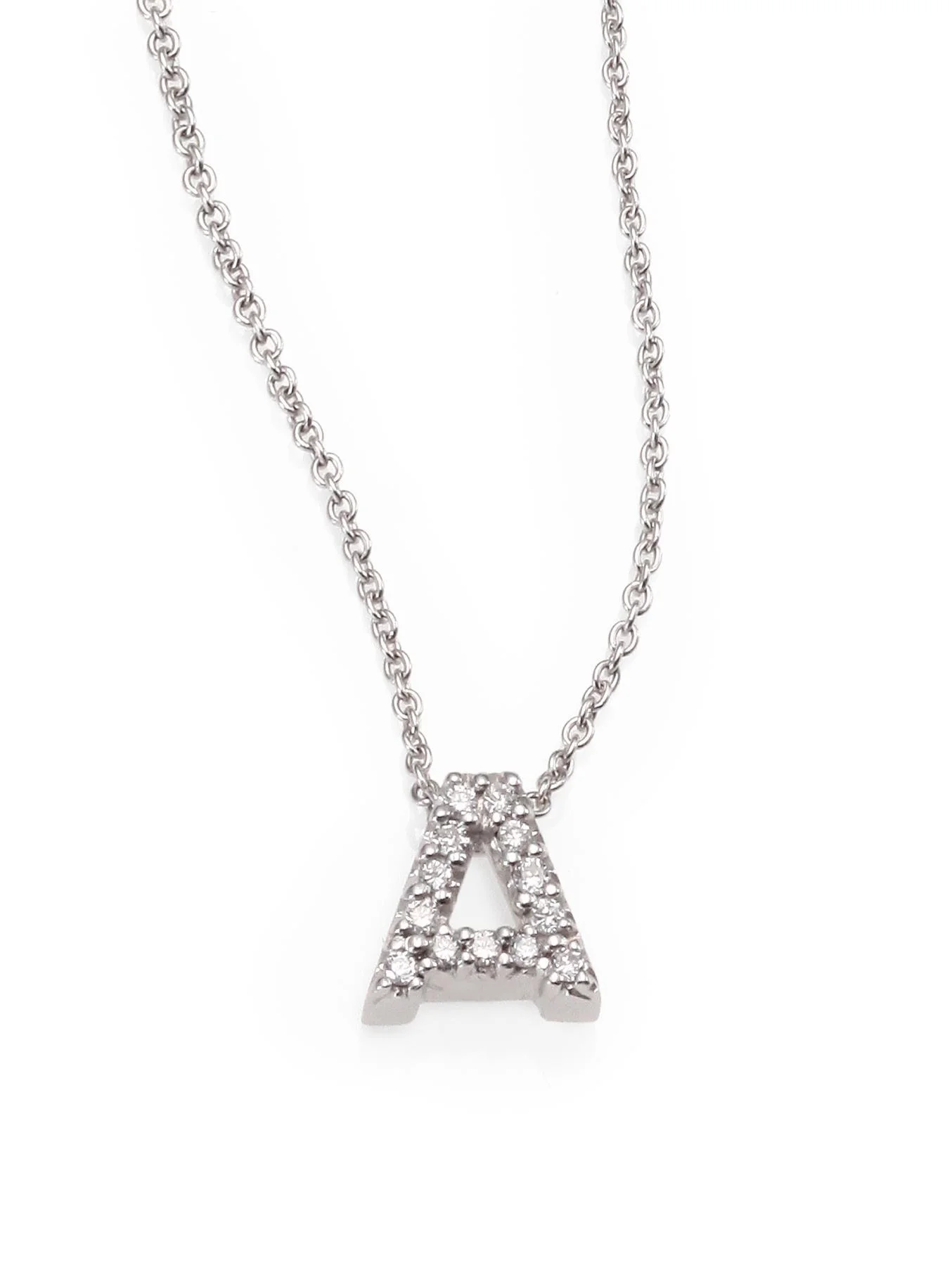 Women's Tiny Treasures 0.08 TCW Diamond & 18K White Gold Initial Necklace - Initial A - 1