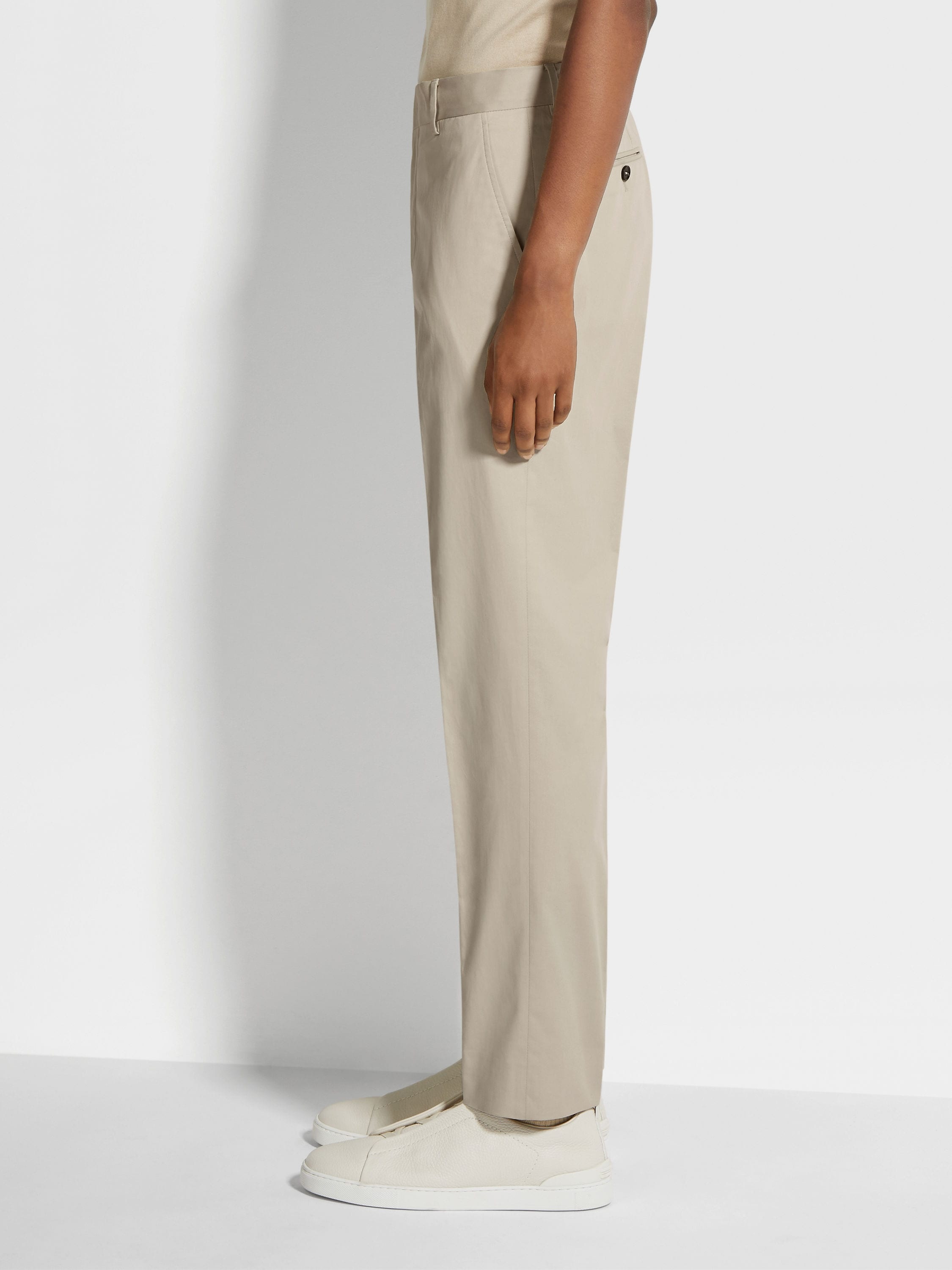 OFF WHITE STRETCH COTTON PANTS - 3