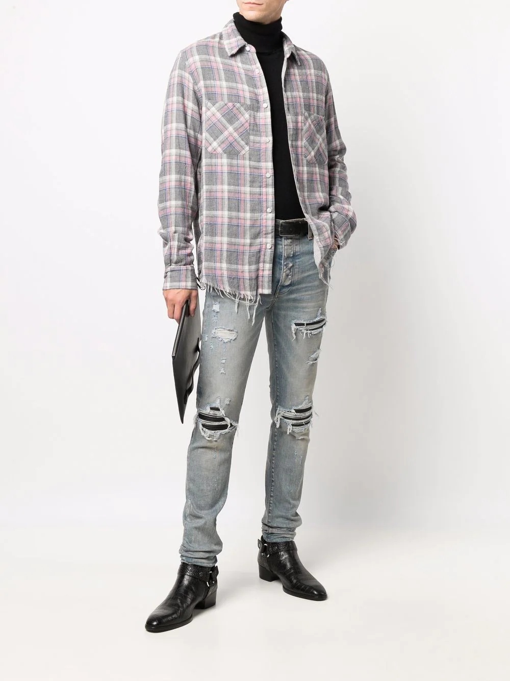 raw-cut checked shirt - 2