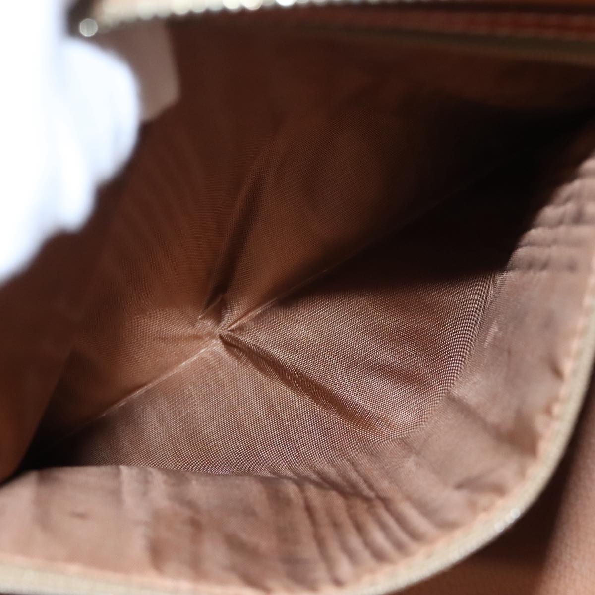 CELINE Macadam Canvas Hand Bag Pvc Leather Brown Gold - 11