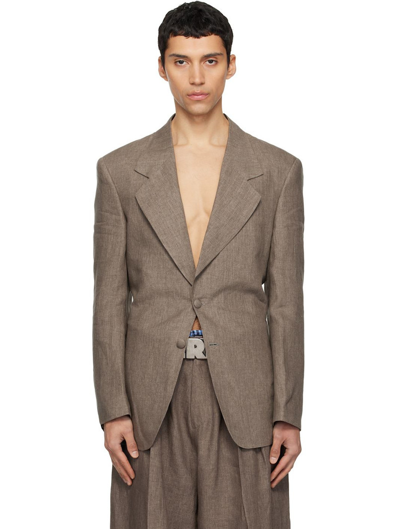 Beige 3 Button Tailored Blazer 1