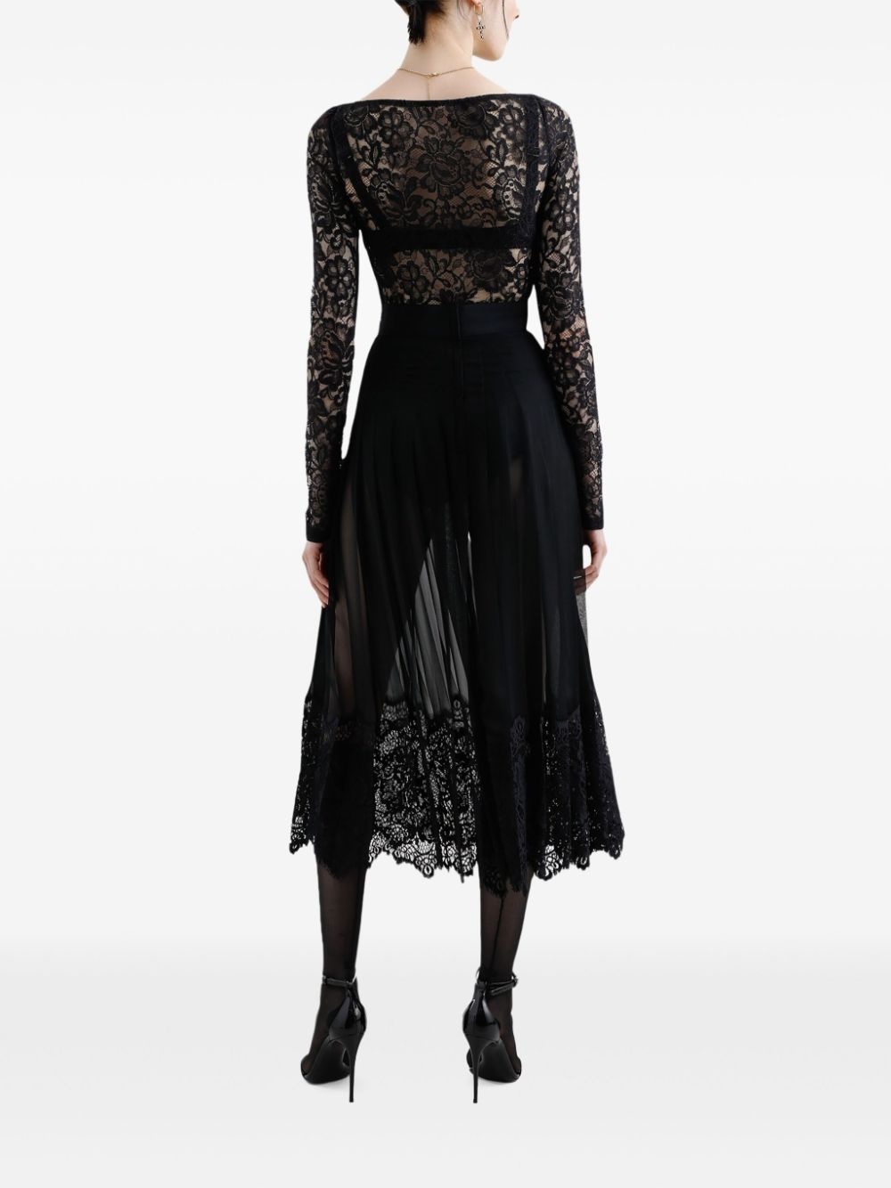 floral-lace sweetheart-neck top - 3