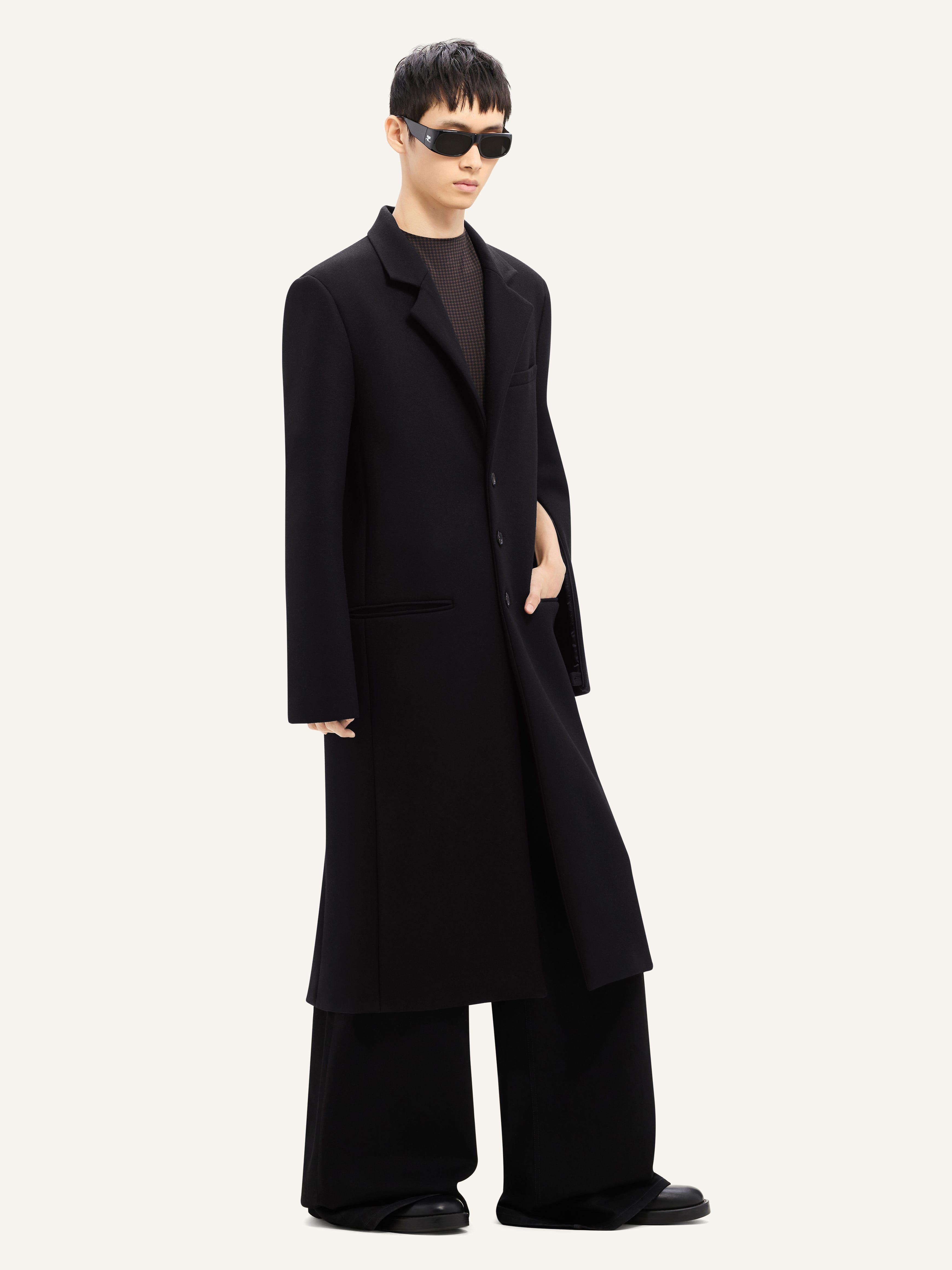 TAILORED WOOL LONG COAT - 4