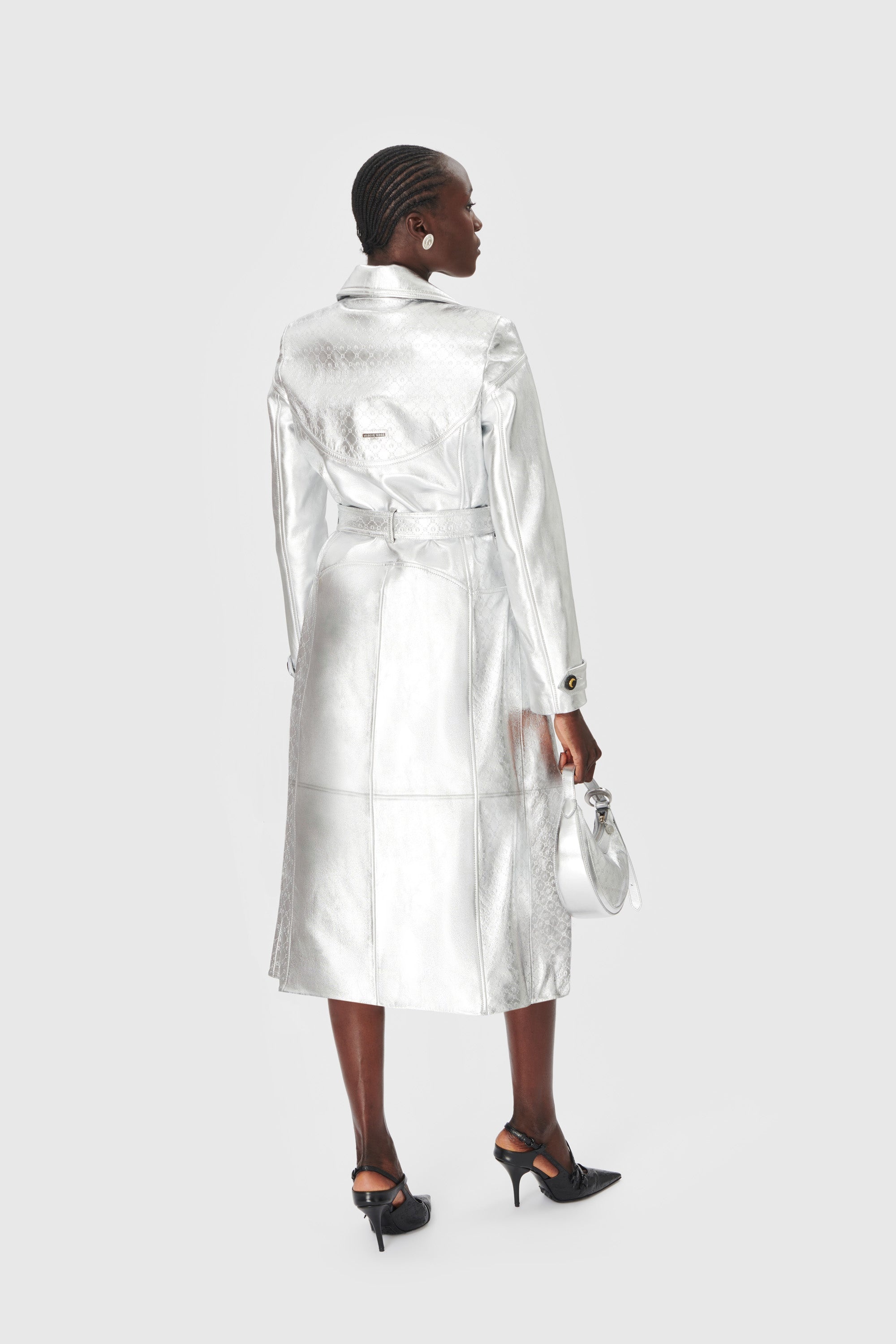 Laminated Leather Trench Coat - 3