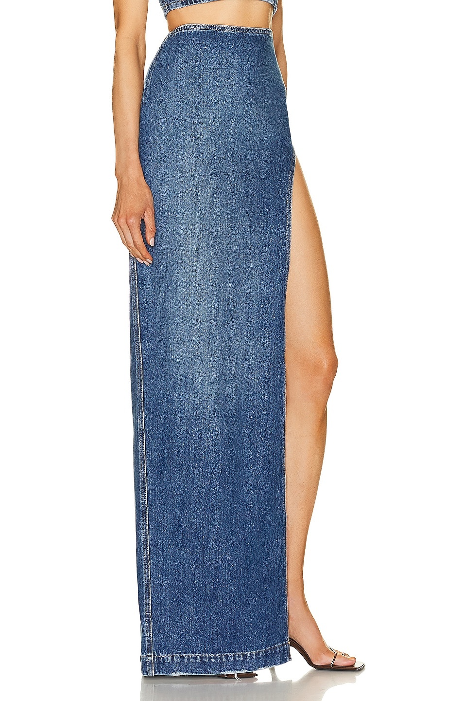 High Slit Denim Skirt - 2