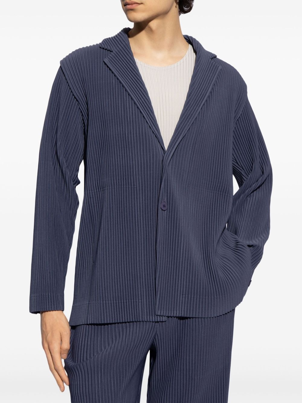 pleated single-breasted blazer - 3