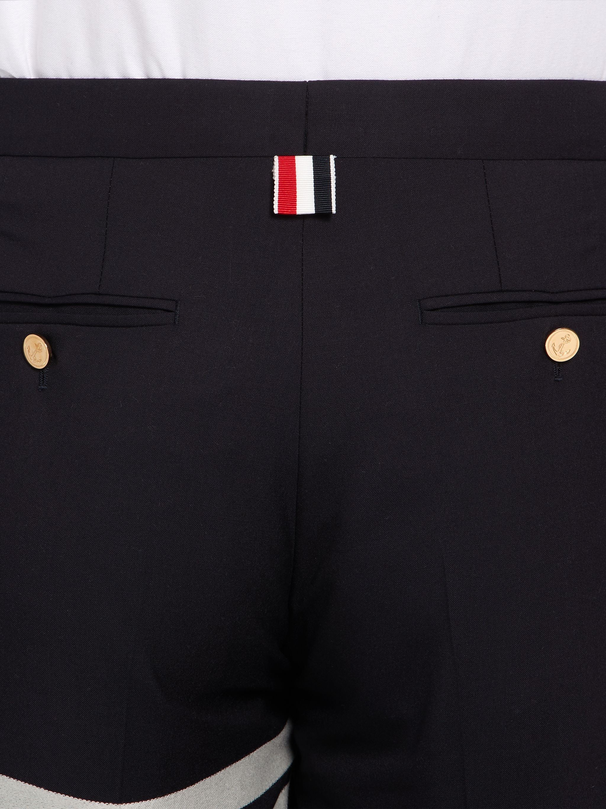 Navy Plain Weave Suiting 4-Bar Shorts - 6