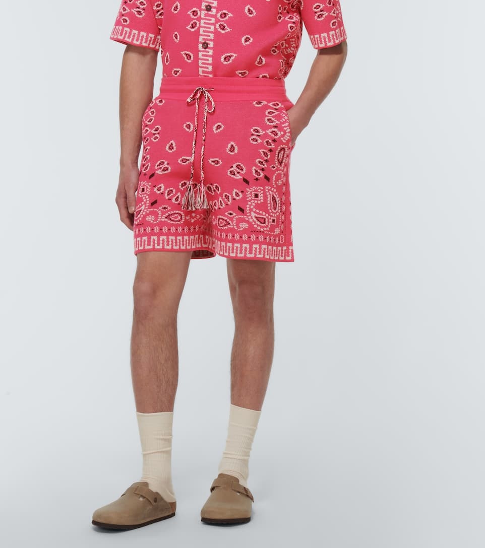 Bandana cotton-blend piqué shorts - 3