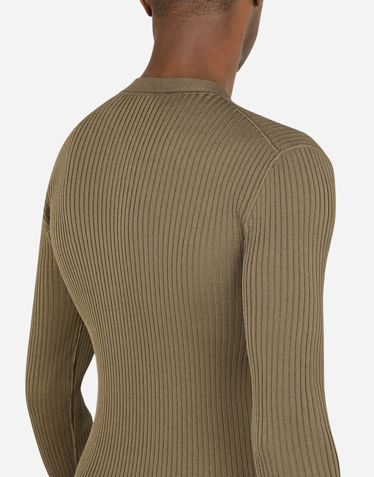 Ribbed viscose granddad-neck sweater - 5