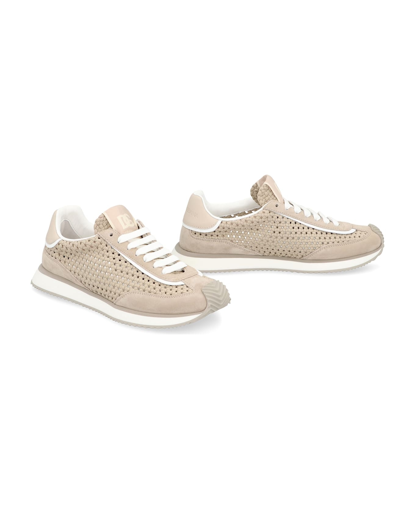 Leather And Fabric Low-top Sneakers - 3