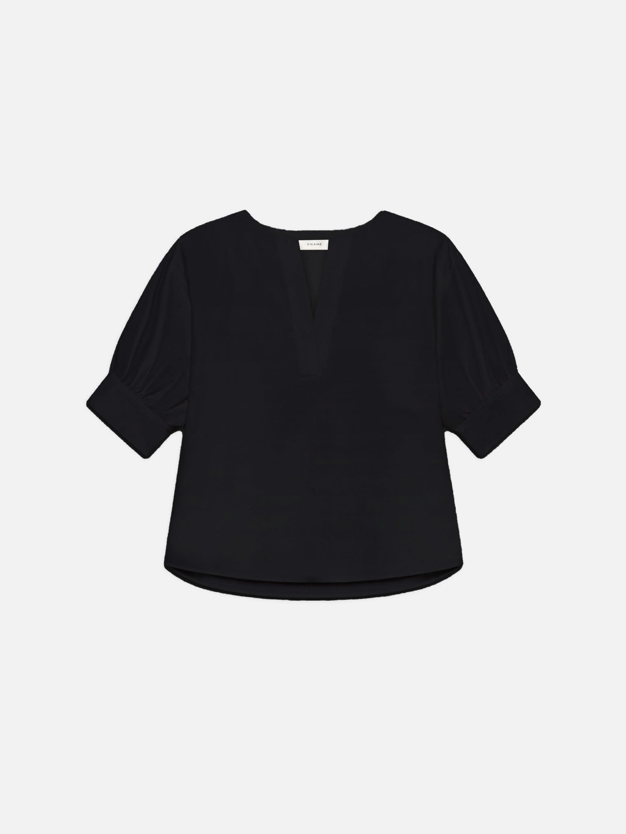V-neck Popover Top in Black - 1