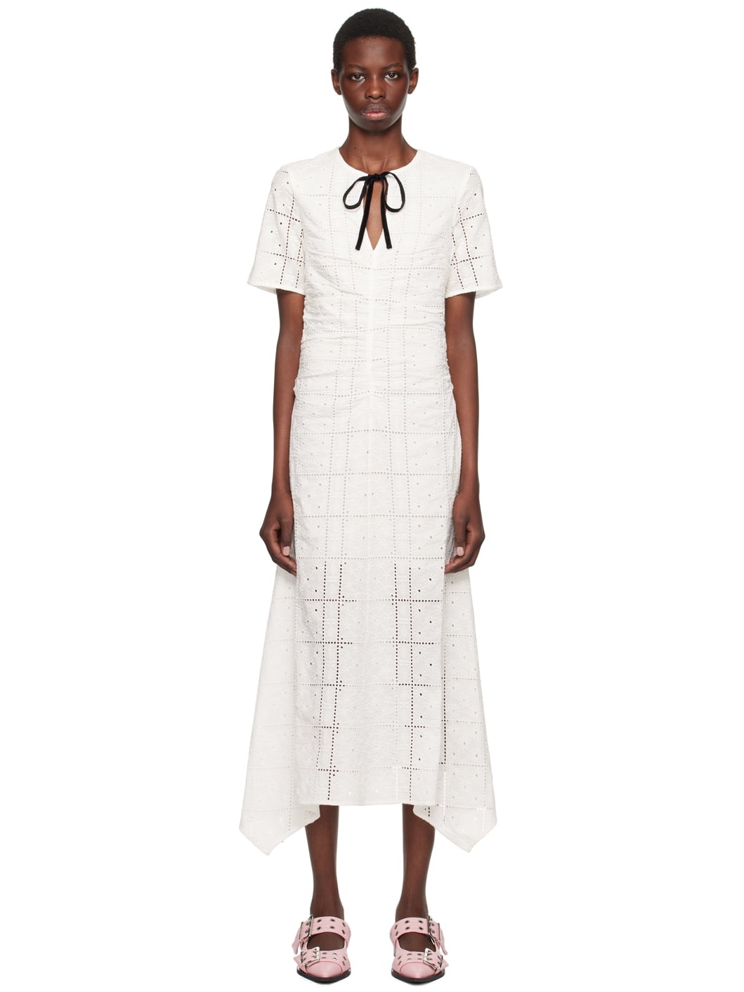 White Broderie Anglaise Maxi Dress - 1