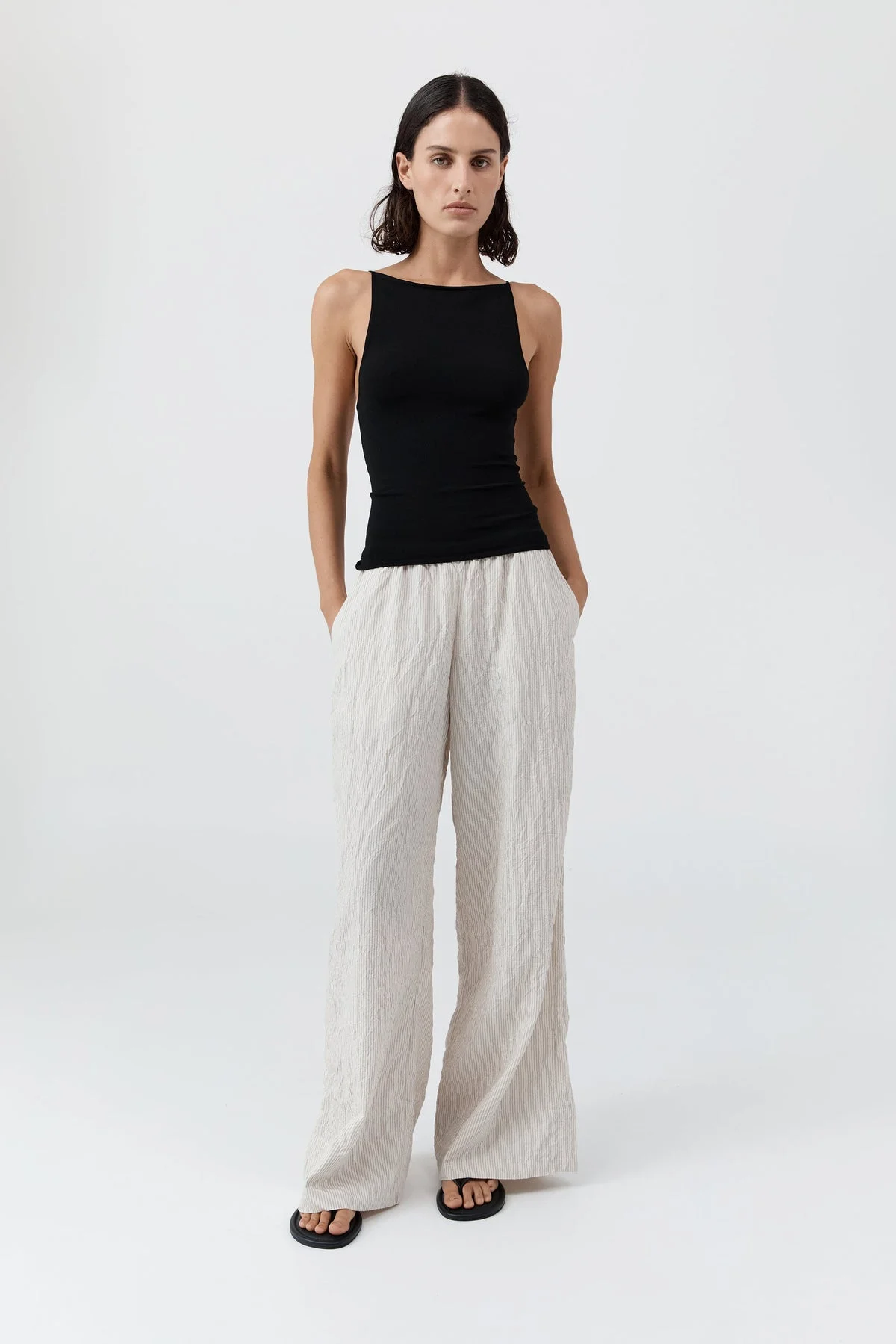 Relaxed Crushed Pant - Petite Pinstripe - 1