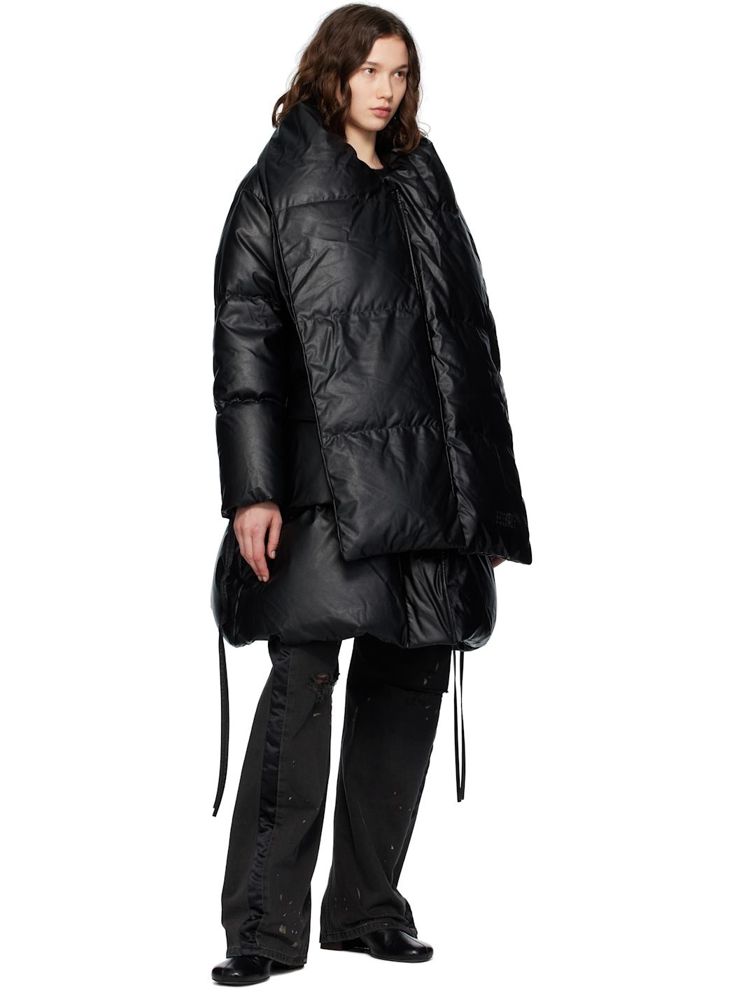 Black Light Faux-Leather Down Jacket - 4