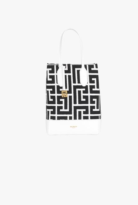 Bicolor white and black jacquard Folded Shopping bag - 4