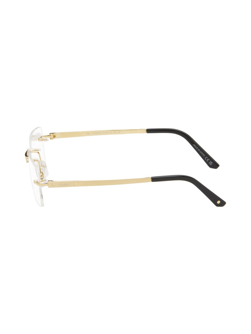 Gold 'Santos de Cartier' Rectangular Titanium Glasses 3