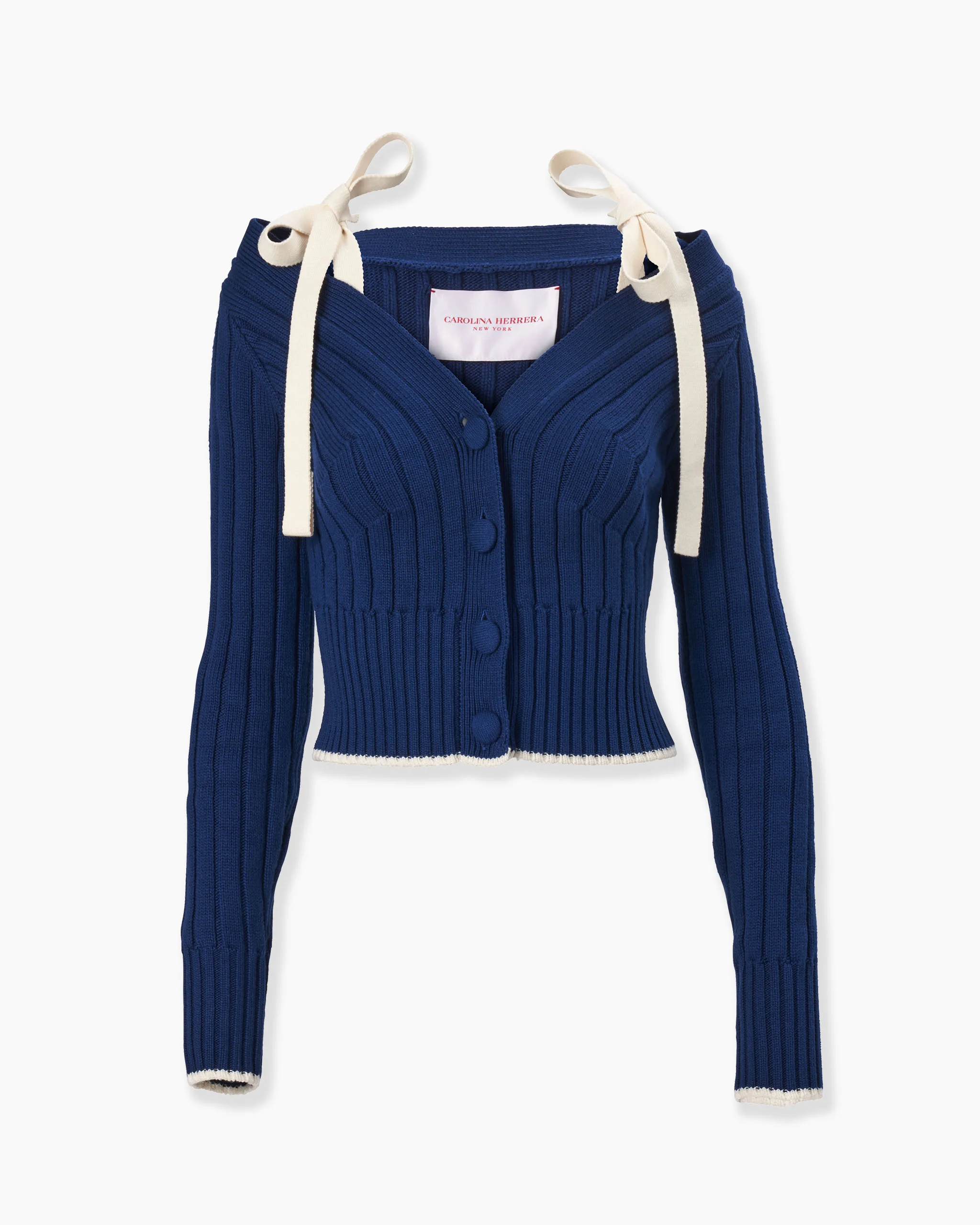 Off-Shoulder Cardigan With Ties - 1