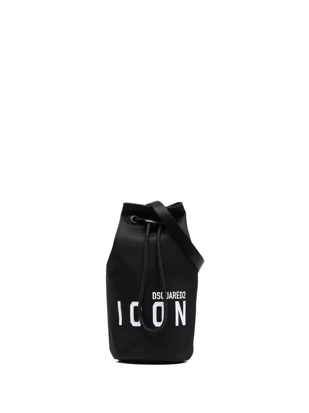 logo print drawstring bucket bag - 1