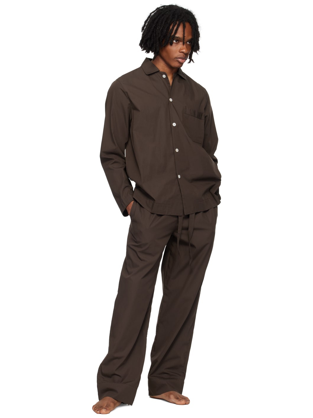 Brown Long Sleeve Pyjama Shirt - 4