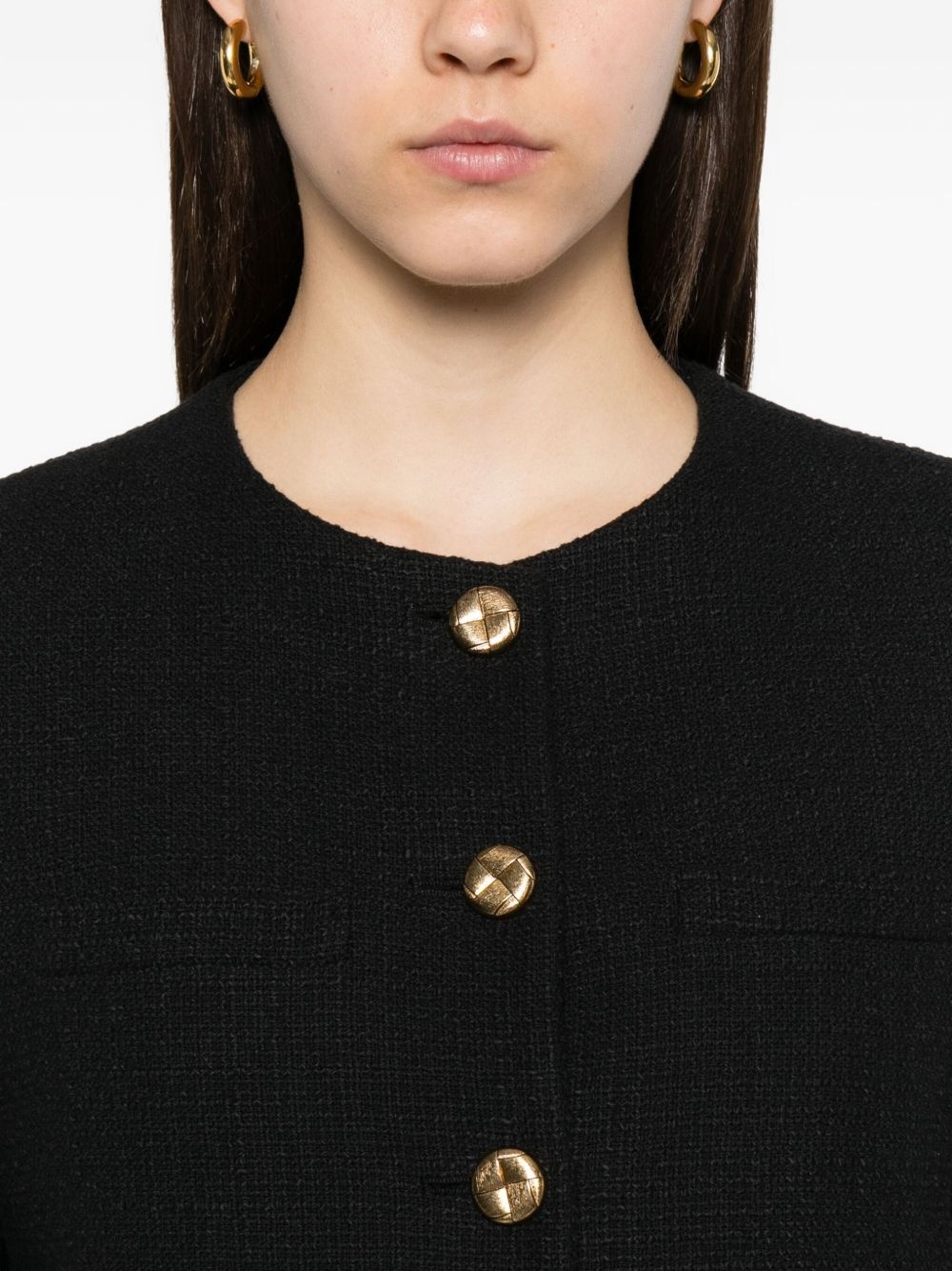 tweed button-fastening jacket - 5