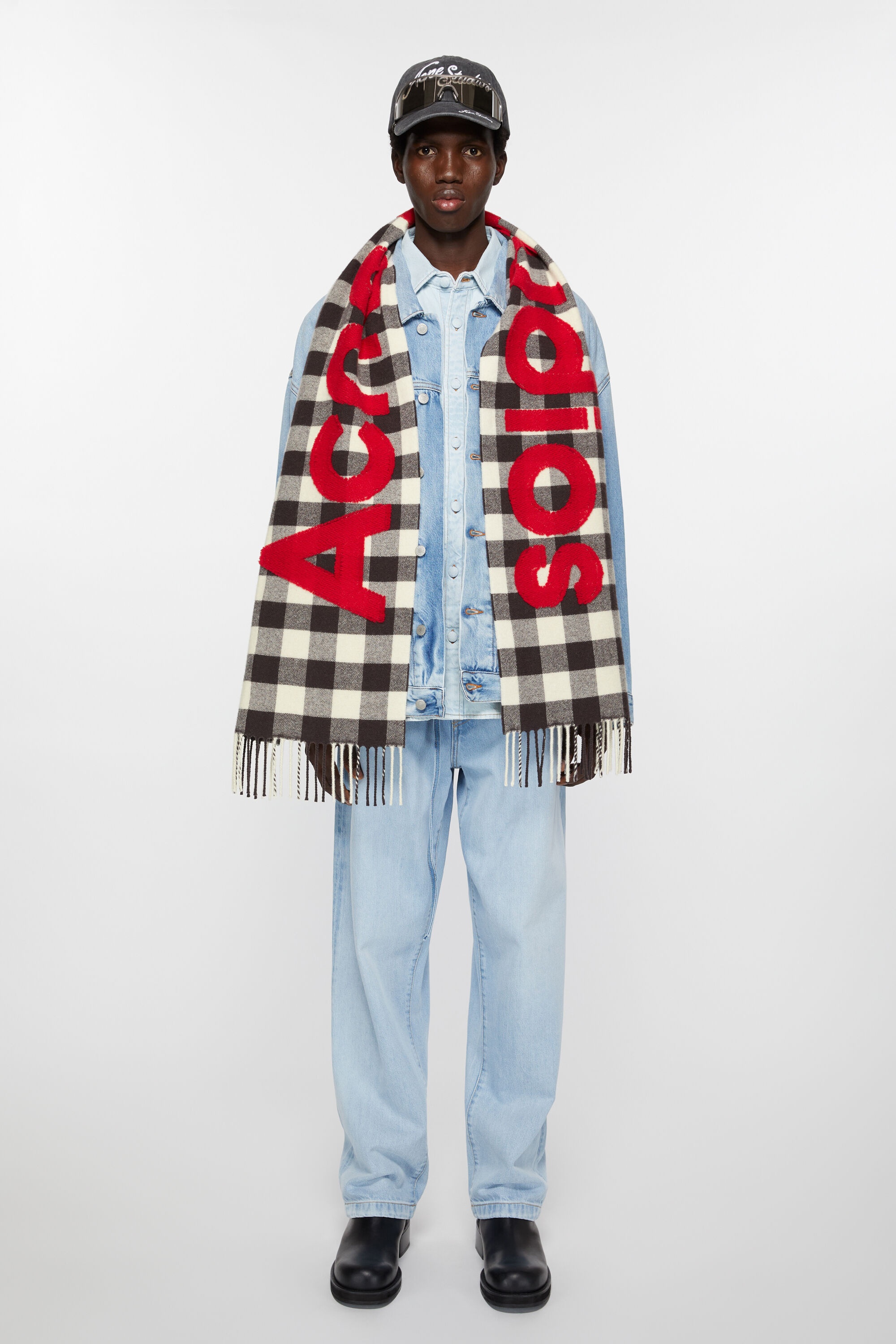 Check logo scarf - Carbon grey/red - 3